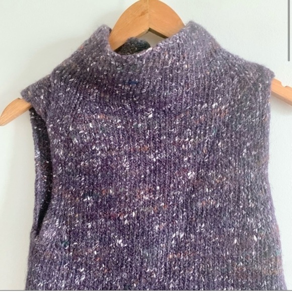 WILFRED Aritzia Durandal Marl Sleeveless Mock Neck Wool Silk Merino Sweater - Picture 2 of 11